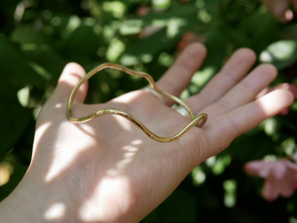 Hammered Brass Wave Bangle