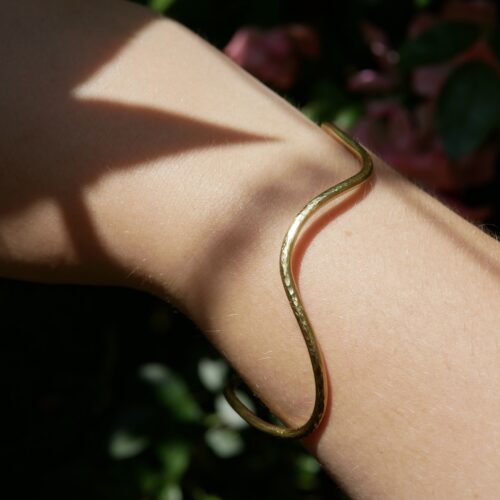 Hammered Brass Wave Bangle